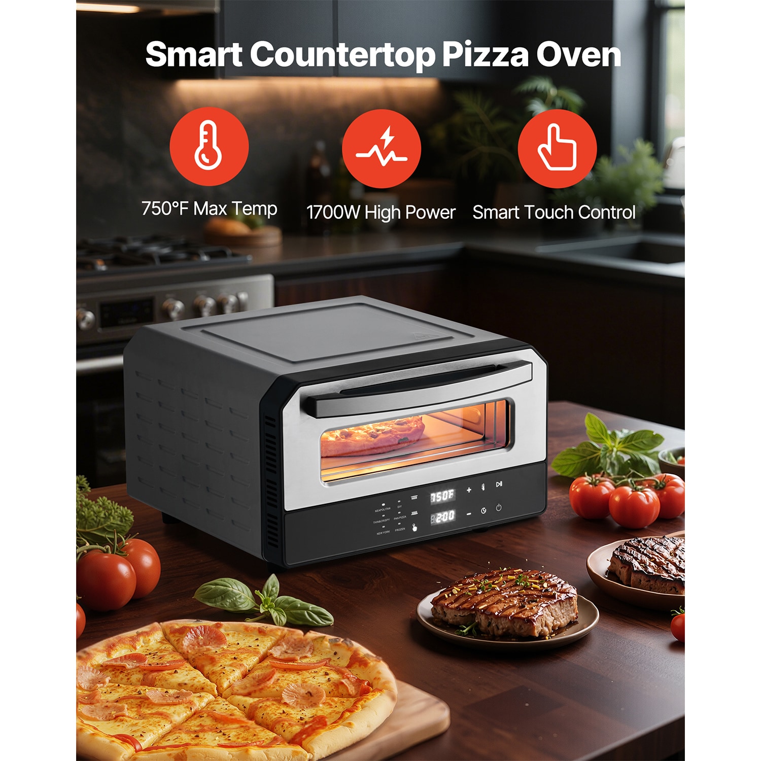 12 Inch Electric Pizza Oven With Pizza Stone 750℉ Max Temp Pizza Maker_voghion.com